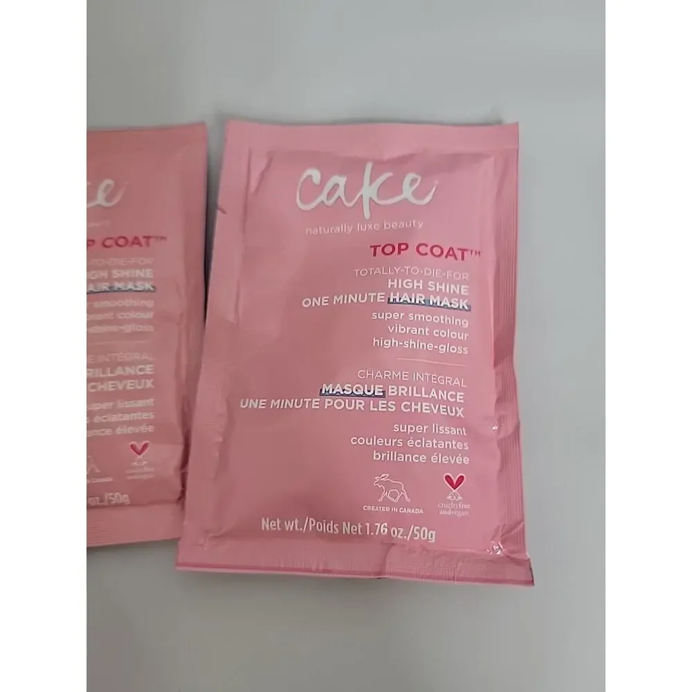 Cake Beauty Top Coat One Minute High Shine Deep Conditioner Hair Mask 3 Pack Lot